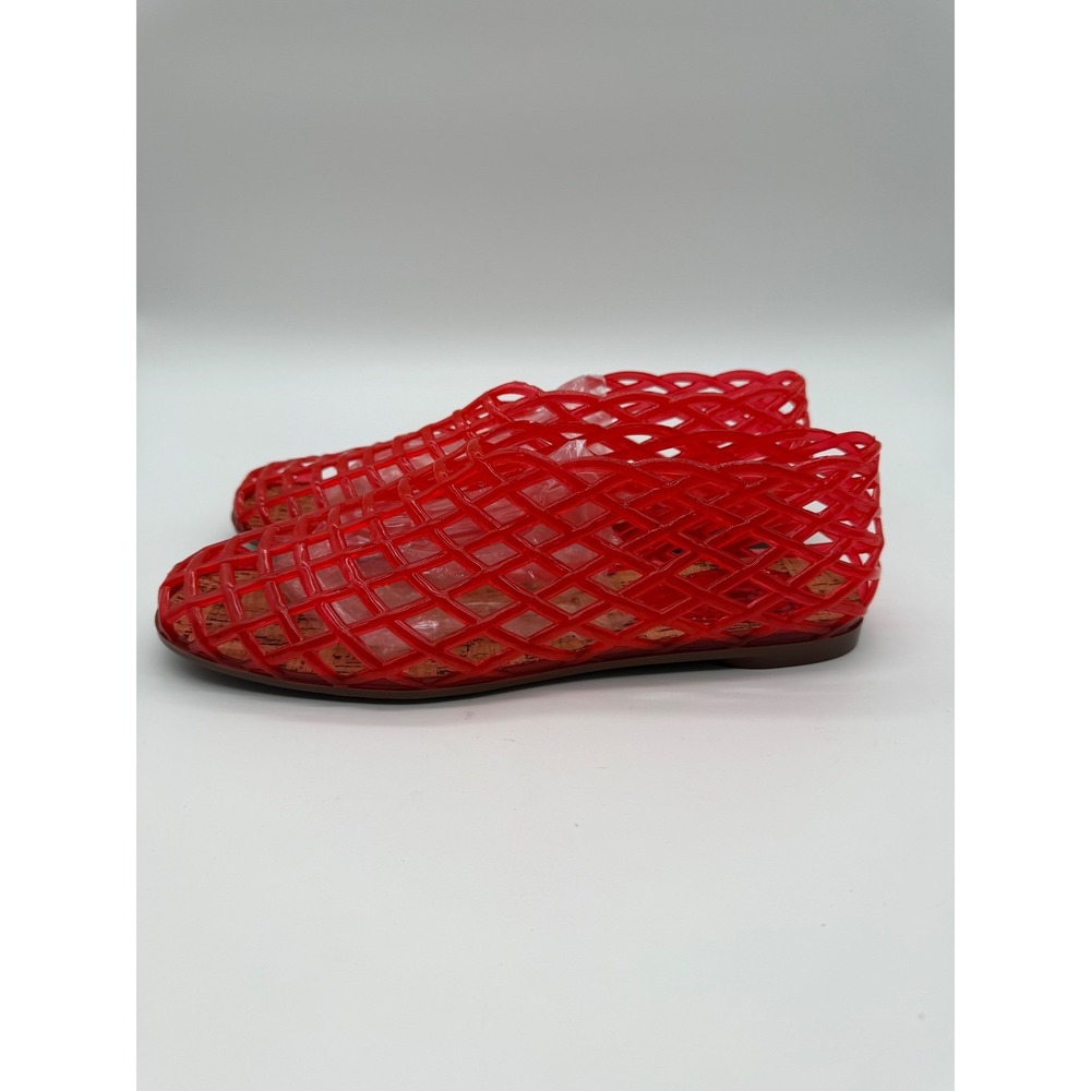 Woven Red Jelly Flats Women Lattice Slip On Summer Shoes Size 7